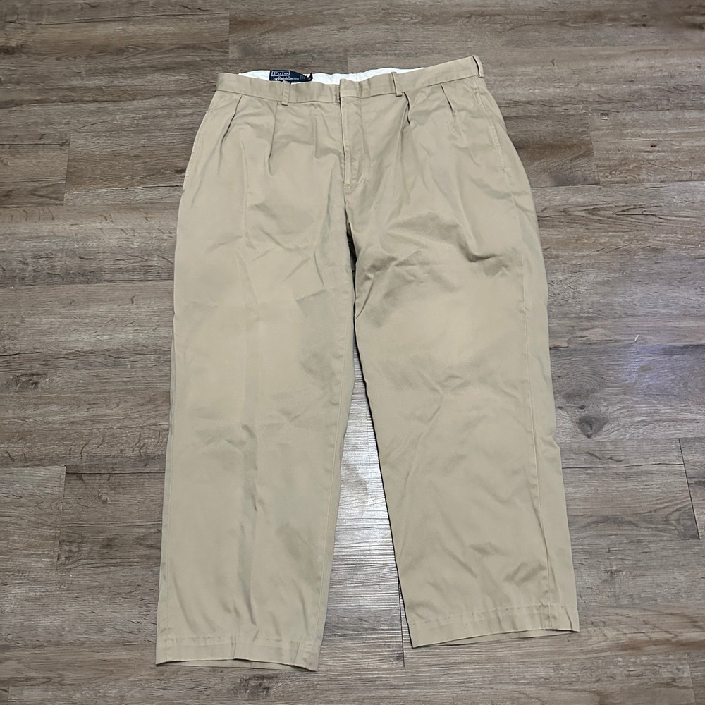 Polo Ralph Lauren Mens Pleated Khaki Chino Pants Tan 37x25